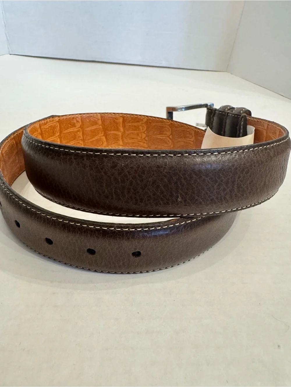 Martin Dingman Bill Water Buffalo Leather Belt Brown 30 USA Handcrafted 40395